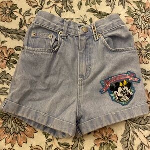 Vintage Mickey Mouse denim shorts guc no size but fits 4-5t